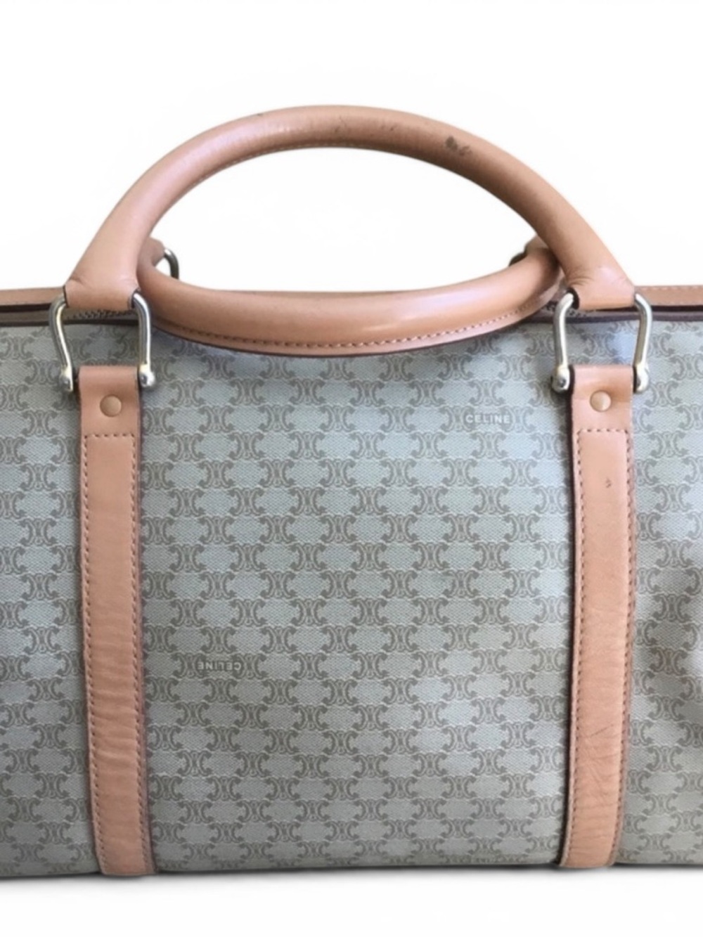Auth Celine vintage Beige macadam classic coated canvas large boston bag - Picture 4 of 6